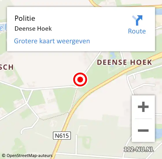 Locatie op kaart van de 112 melding: Politie Deense Hoek op 12 augustus 2020 14:05