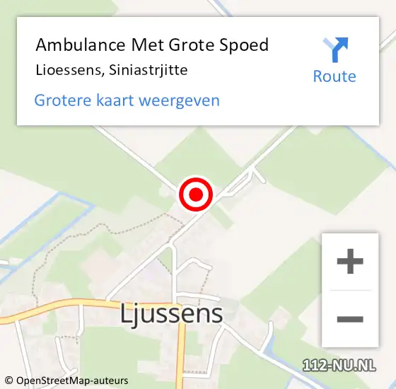 Locatie op kaart van de 112 melding: Ambulance Met Grote Spoed Naar Lioessens, Siniastrjitte op 15 mei 2014 16:15