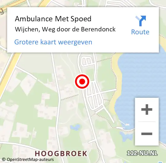 Locatie op kaart van de 112 melding: Ambulance Met Spoed Naar Wijchen, Weg door de Berendonck op 12 augustus 2020 14:26