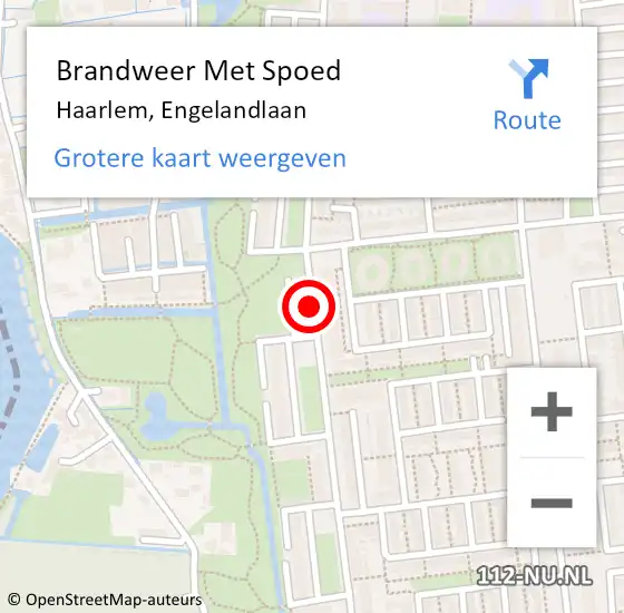 Locatie op kaart van de 112 melding: Brandweer Met Spoed Naar Haarlem, Engelandlaan op 12 augustus 2020 15:27