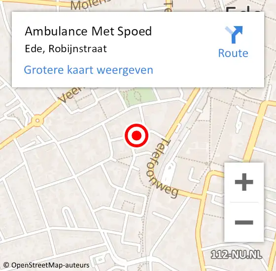 Locatie op kaart van de 112 melding: Ambulance Met Spoed Naar Ede, Robijnstraat op 12 augustus 2020 16:31
