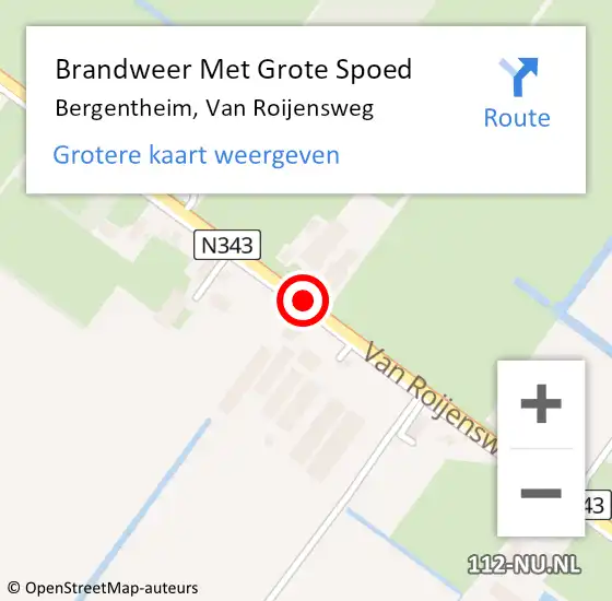 Locatie op kaart van de 112 melding: Brandweer Met Grote Spoed Naar Bergentheim, Van Roijensweg op 12 augustus 2020 20:37