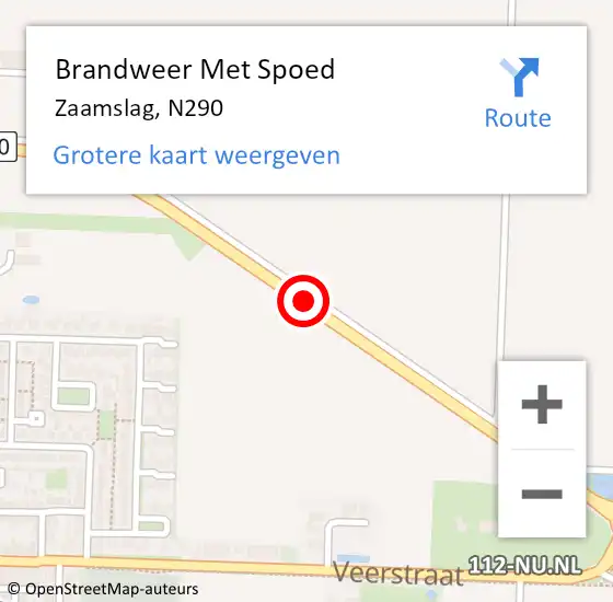 Locatie op kaart van de 112 melding: Brandweer Met Spoed Naar Zaamslag, N290 op 12 augustus 2020 22:55