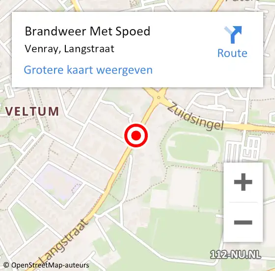 Locatie op kaart van de 112 melding: Brandweer Met Spoed Naar Venray, Langstraat op 13 augustus 2020 19:12
