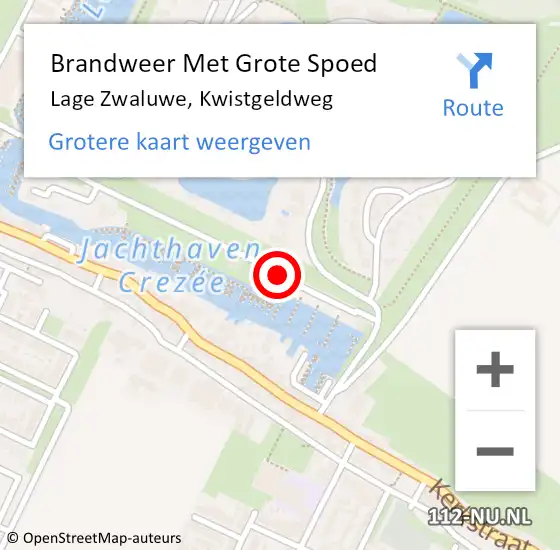 Locatie op kaart van de 112 melding: Brandweer Met Grote Spoed Naar Lage Zwaluwe, Kwistgeldweg op 13 augustus 2020 20:33