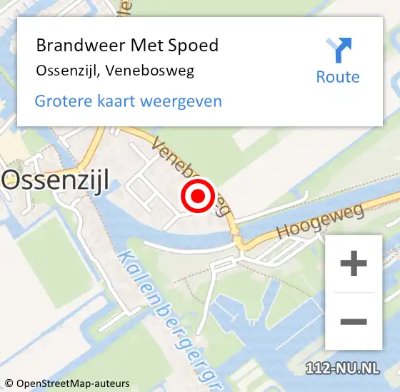 Locatie op kaart van de 112 melding: Brandweer Met Spoed Naar Ossenzijl, Venebosweg op 2 oktober 2013 02:20