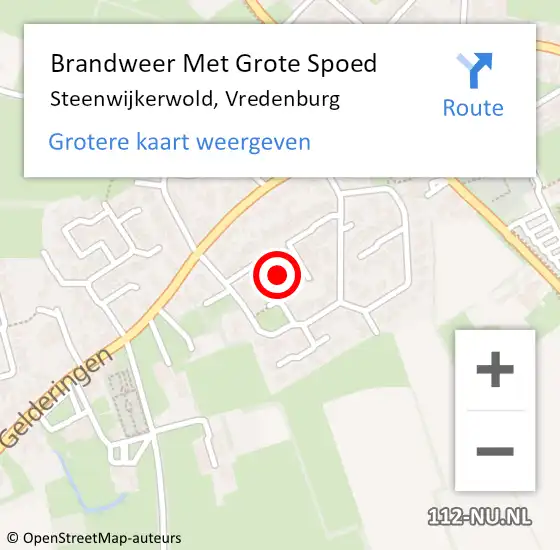 Locatie op kaart van de 112 melding: Brandweer Met Grote Spoed Naar Steenwijkerwold, Vredenburg op 13 augustus 2020 22:35
