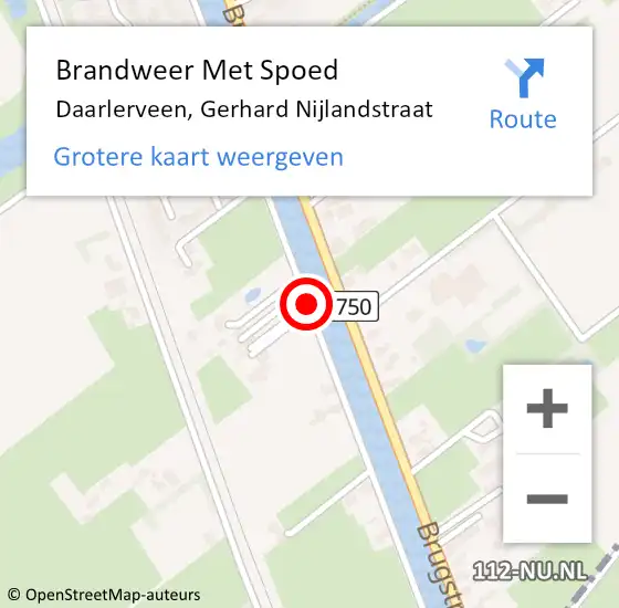 Locatie op kaart van de 112 melding: Brandweer Met Spoed Naar Daarlerveen, Gerhard Nijlandstraat op 13 augustus 2020 23:33