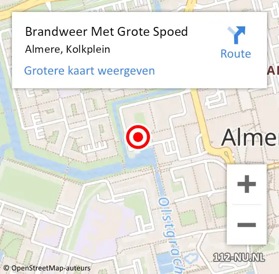 Locatie op kaart van de 112 melding: Brandweer Met Grote Spoed Naar Almere, Kolkplein op 14 augustus 2020 07:01