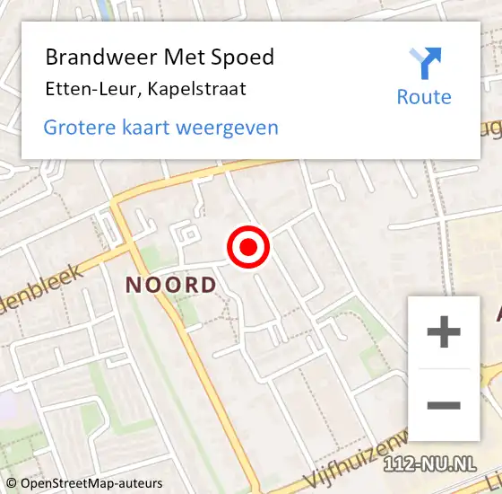 Locatie op kaart van de 112 melding: Brandweer Met Spoed Naar Etten-Leur, Kapelstraat op 14 augustus 2020 09:12