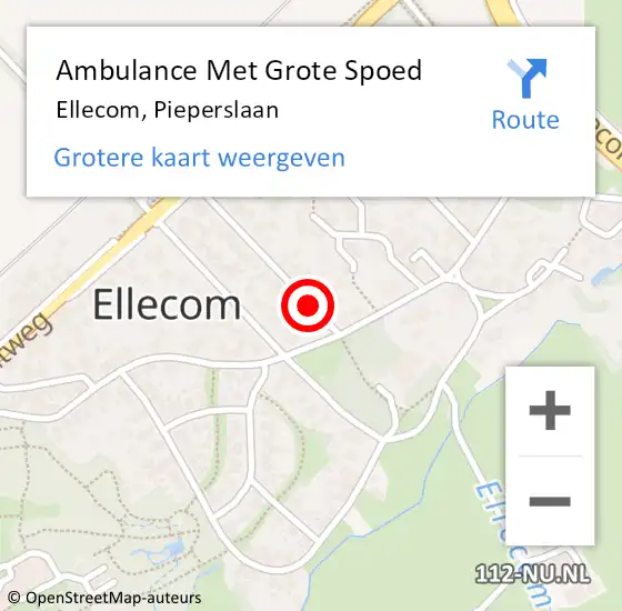 Locatie op kaart van de 112 melding: Ambulance Met Grote Spoed Naar Ellecom, Pieperslaan op 14 augustus 2020 10:17