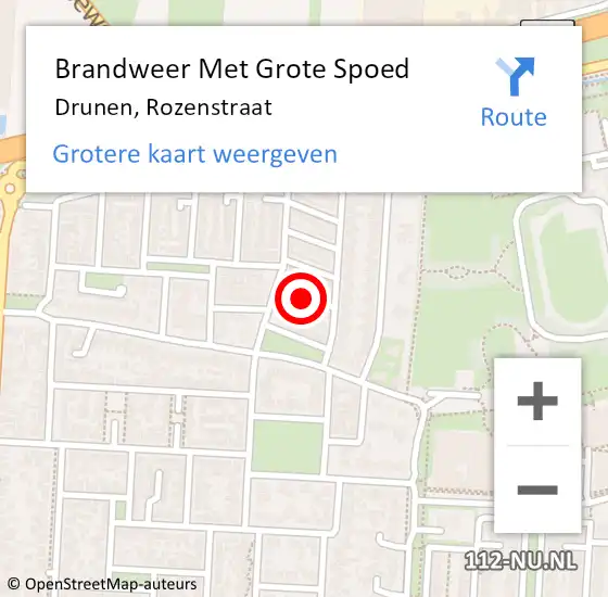 Locatie op kaart van de 112 melding: Brandweer Met Grote Spoed Naar Drunen, Rozenstraat op 14 augustus 2020 18:04