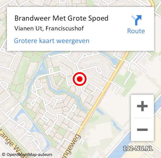 Locatie op kaart van de 112 melding: Brandweer Met Grote Spoed Naar Vianen Ut, Franciscushof op 14 augustus 2020 18:49