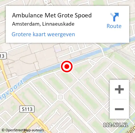 Locatie op kaart van de 112 melding: Ambulance Met Grote Spoed Naar Amsterdam, Linnaeuskade op 14 augustus 2020 19:09