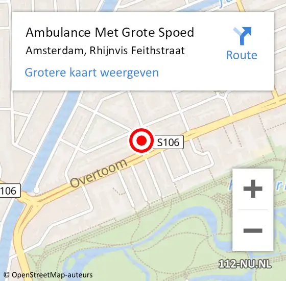 Locatie op kaart van de 112 melding: Ambulance Met Grote Spoed Naar Amsterdam, Rhijnvis Feithstraat op 14 augustus 2020 19:30