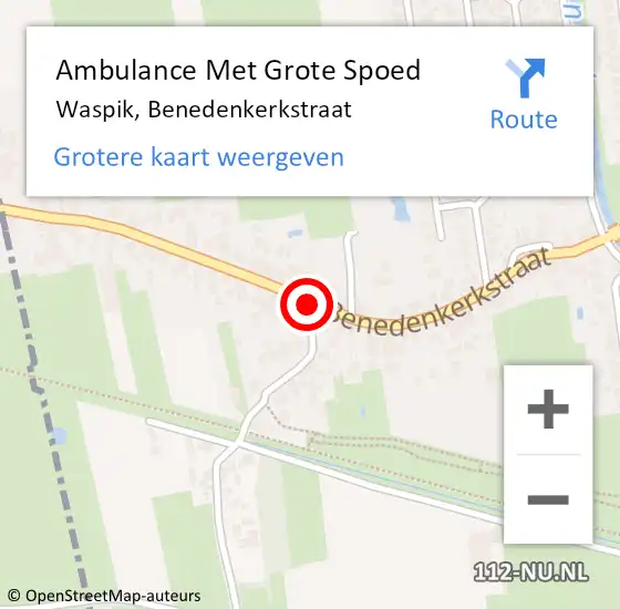 Locatie op kaart van de 112 melding: Ambulance Met Grote Spoed Naar Waspik, Benedenkerkstraat op 14 augustus 2020 20:47