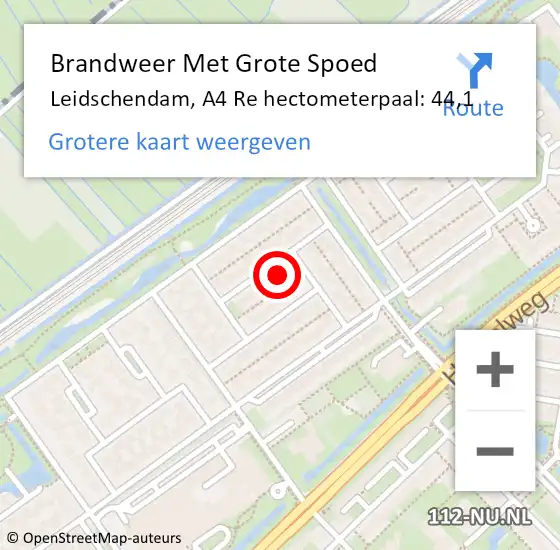 Locatie op kaart van de 112 melding: Brandweer Met Grote Spoed Naar Leidschendam, A4 Re hectometerpaal: 45,2 op 14 augustus 2020 20:55