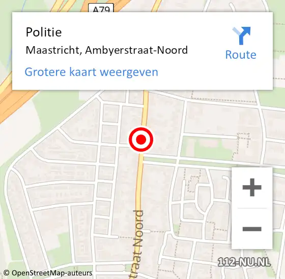 Locatie op kaart van de 112 melding: Politie Maastricht, Ambyerstraat-Noord op 14 augustus 2020 21:01