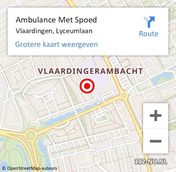 Locatie op kaart van de 112 melding: Ambulance Met Spoed Naar Vlaardingen, Lyceumlaan op 14 augustus 2020 23:13