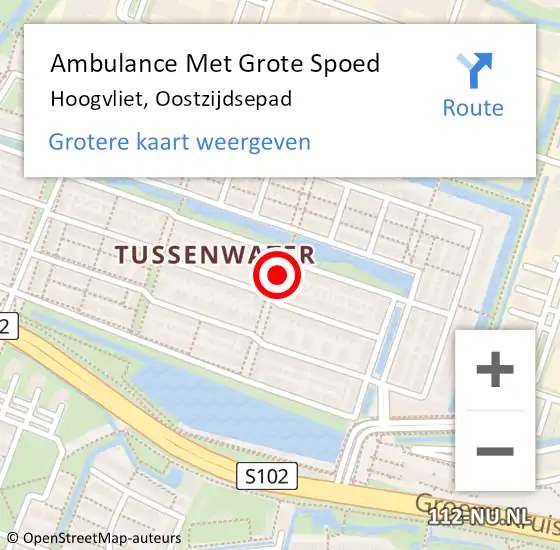 Locatie op kaart van de 112 melding: Ambulance Met Grote Spoed Naar Hoogvliet, Oostzijdsepad op 15 augustus 2020 01:21