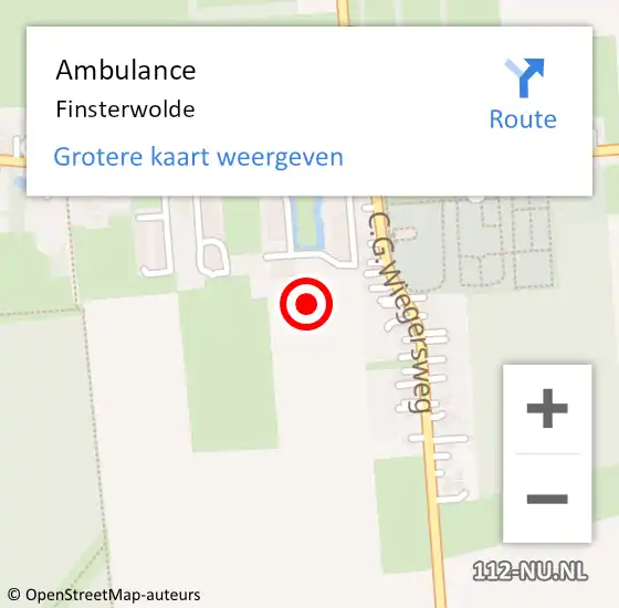 Locatie op kaart van de 112 melding: Ambulance Finsterwolde op 15 augustus 2020 01:48