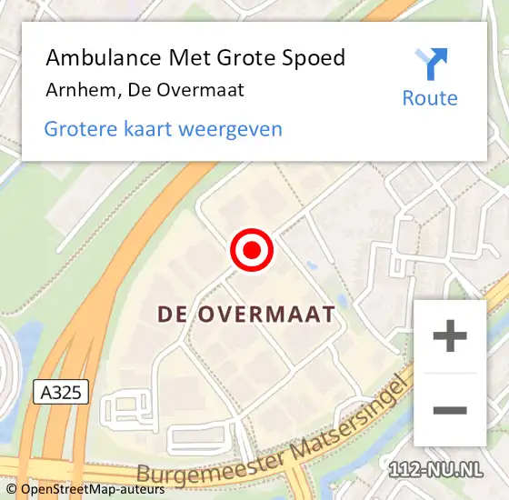 Locatie op kaart van de 112 melding: Ambulance Met Grote Spoed Naar Arnhem, De Overmaat op 15 augustus 2020 09:19
