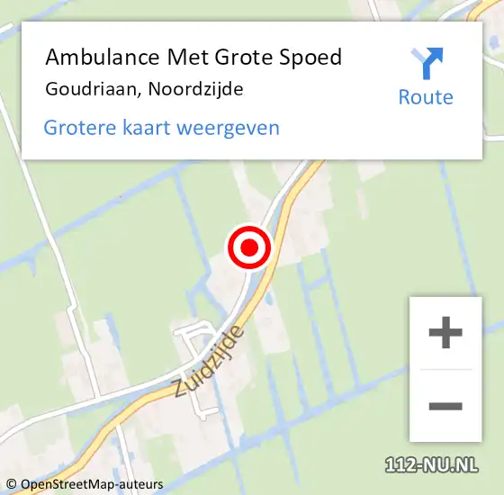 Locatie op kaart van de 112 melding: Ambulance Met Grote Spoed Naar Goudriaan, Noordzijde op 15 augustus 2020 10:50