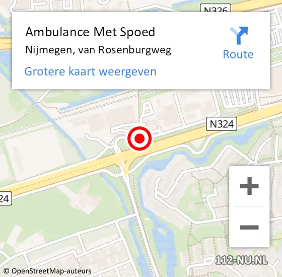 Locatie op kaart van de 112 melding: Ambulance Met Spoed Naar Nijmegen, van Rosenburgweg op 15 augustus 2020 15:06