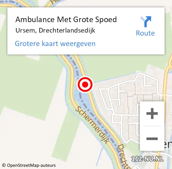 Locatie op kaart van de 112 melding: Ambulance Met Grote Spoed Naar Ursem, Drechterlandsedijk op 15 augustus 2020 23:26