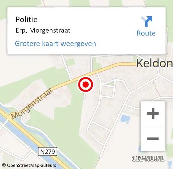 Locatie op kaart van de 112 melding: Politie Erp, Morgenstraat op 16 augustus 2020 10:25