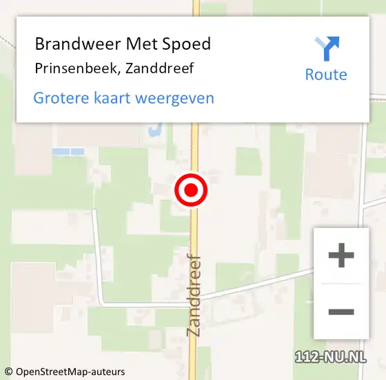 Locatie op kaart van de 112 melding: Brandweer Met Spoed Naar Prinsenbeek, Zanddreef op 16 augustus 2020 17:52