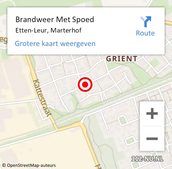 Locatie op kaart van de 112 melding: Brandweer Met Spoed Naar Etten-Leur, Marterhof op 16 augustus 2020 18:00