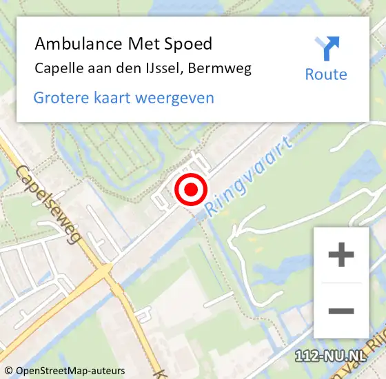 Locatie op kaart van de 112 melding: Ambulance Met Spoed Naar Capelle aan den IJssel, Bermweg op 16 augustus 2020 19:20