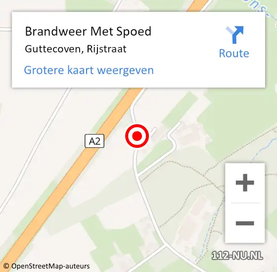Locatie op kaart van de 112 melding: Brandweer Met Spoed Naar Guttecoven, Rijstraat op 16 augustus 2020 21:12