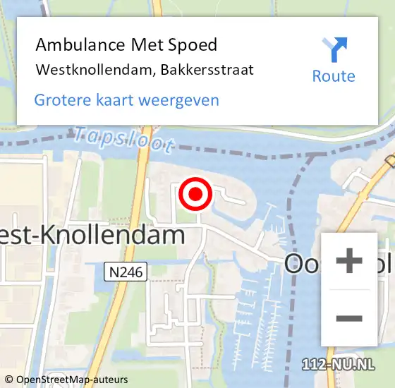 Locatie op kaart van de 112 melding: Ambulance Met Spoed Naar Westknollendam, Bakkersstraat op 17 augustus 2020 01:14