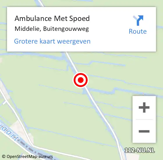 Locatie op kaart van de 112 melding: Ambulance Met Spoed Naar Middelie, Buitengouwweg op 17 augustus 2020 07:06