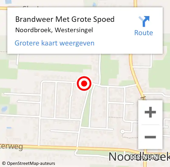 Locatie op kaart van de 112 melding: Brandweer Met Grote Spoed Naar Noordbroek, Westersingel op 17 augustus 2020 07:36
