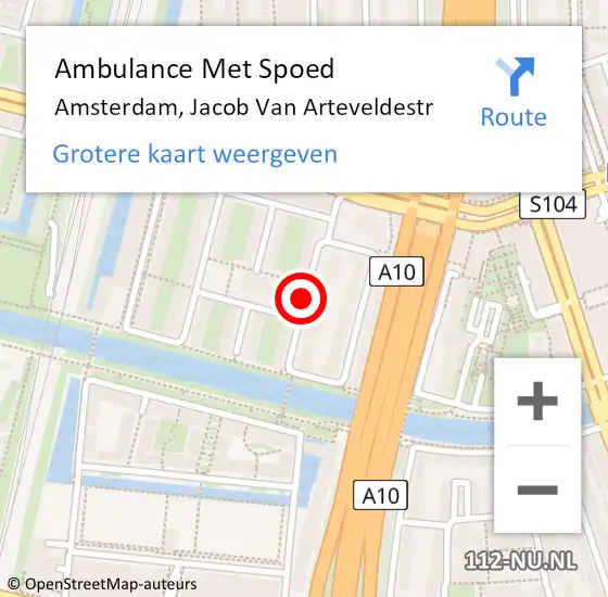 Locatie op kaart van de 112 melding: Ambulance Met Spoed Naar Amsterdam, Jacob Van Arteveldestr op 17 augustus 2020 11:39