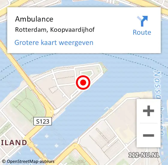 Locatie op kaart van de 112 melding: Ambulance Rotterdam, Koopvaardijhof op 17 augustus 2020 13:13