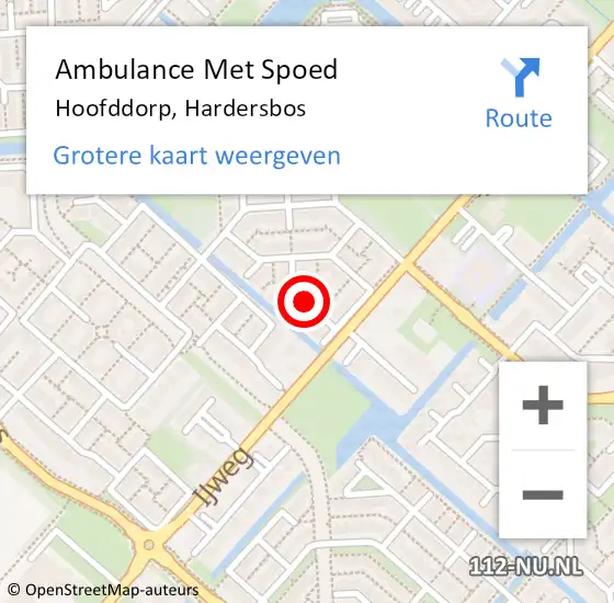 Locatie op kaart van de 112 melding: Ambulance Met Spoed Naar Hoofddorp, Hardersbos op 17 augustus 2020 15:09