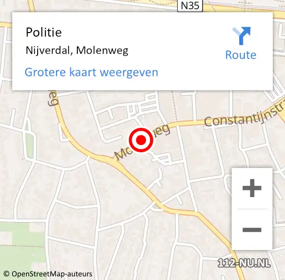 Locatie op kaart van de 112 melding: Politie Nijverdal, Molenweg op 17 augustus 2020 16:27