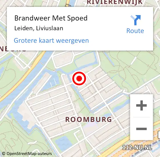 Locatie op kaart van de 112 melding: Brandweer Met Spoed Naar Leiden, Liviuslaan op 17 augustus 2020 19:38