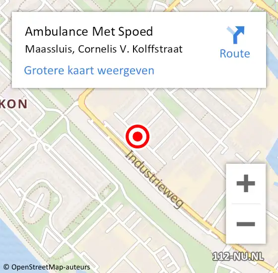 Locatie op kaart van de 112 melding: Ambulance Met Spoed Naar Maassluis, Cornelis V. Kolffstraat op 18 augustus 2020 07:48