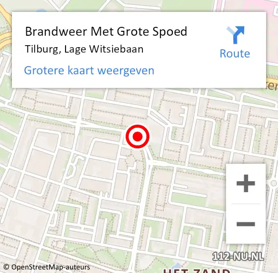 Locatie op kaart van de 112 melding: Brandweer Met Grote Spoed Naar Tilburg, Lage Witsiebaan op 18 augustus 2020 14:26
