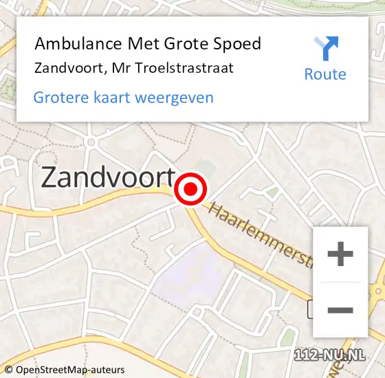 Locatie op kaart van de 112 melding: Ambulance Met Grote Spoed Naar Zandvoort, Boulevard Paulus Loot    by op 18 augustus 2020 18:25