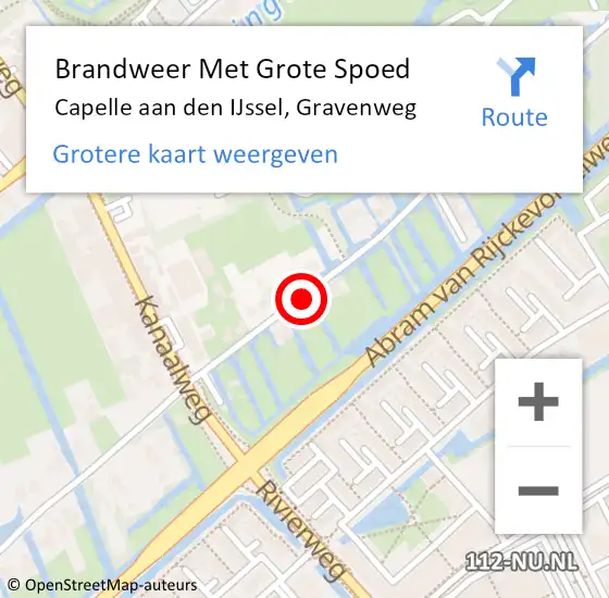 Locatie op kaart van de 112 melding: Brandweer Met Grote Spoed Naar Capelle aan den IJssel, Gravenweg op 18 augustus 2020 22:35