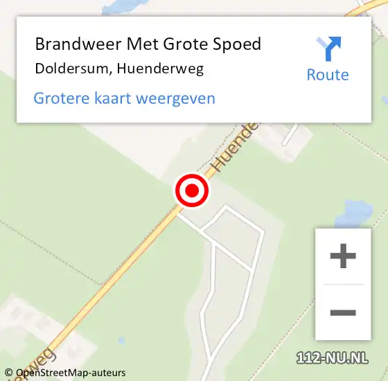 Locatie op kaart van de 112 melding: Brandweer Met Grote Spoed Naar Doldersum, Huenderweg op 19 augustus 2020 09:39