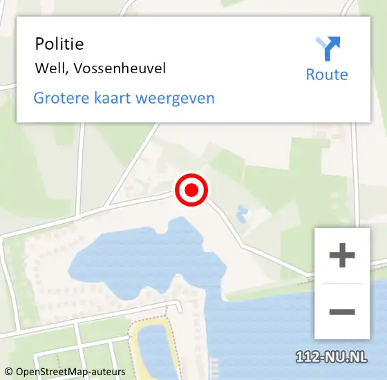 Locatie op kaart van de 112 melding: Politie Well, Vossenheuvel op 19 augustus 2020 13:23