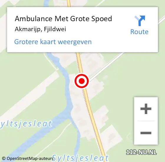 Locatie op kaart van de 112 melding: Ambulance Met Grote Spoed Naar Akmarijp, Fjildwei op 19 augustus 2020 15:20