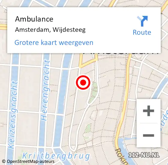 Locatie op kaart van de 112 melding: Ambulance Amsterdam, Wijdesteeg op 19 augustus 2020 17:01